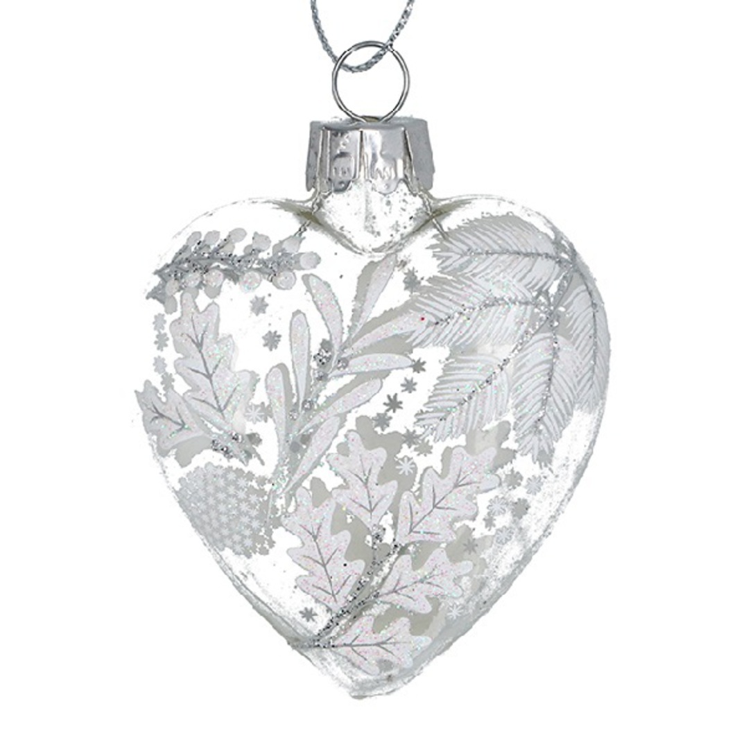 Glass Heart Clear, Silver Sprays 7cm *ETA NOV image 0